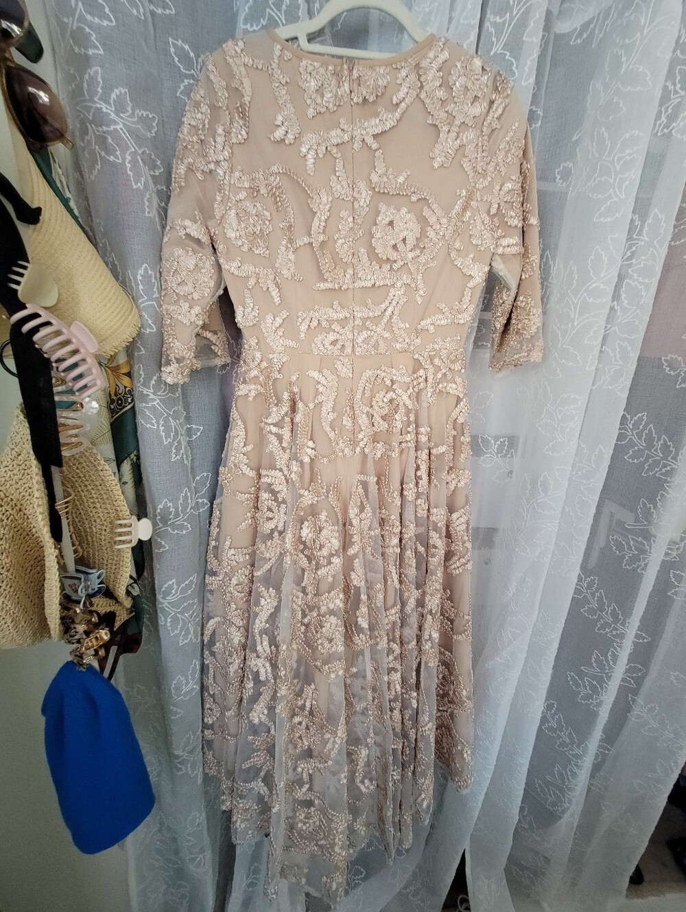 Embellished Lace Midi Dress in Champagne - Picture 4 of 4